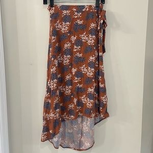 Saltwater LUXE Floral Midi Skirt in Rust and Blue